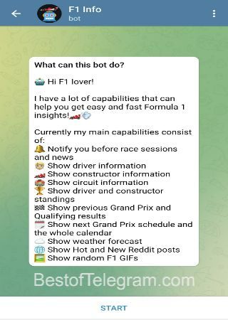 F1InfoBot bot step 1 