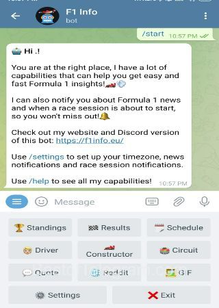 F1InfoBot bot step 2