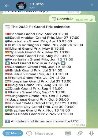 F1InfoBot bot step 4