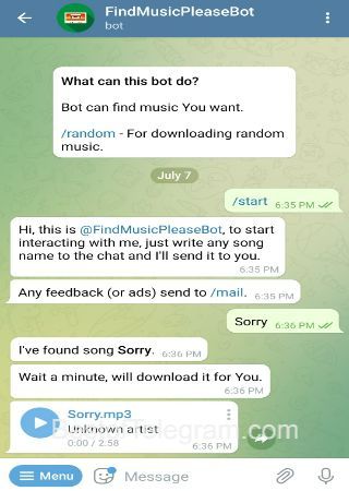 FindMusicPleaseBot bot step 2