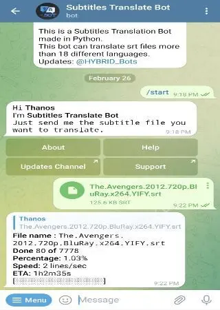 Subtitles Translate Bot preview 3