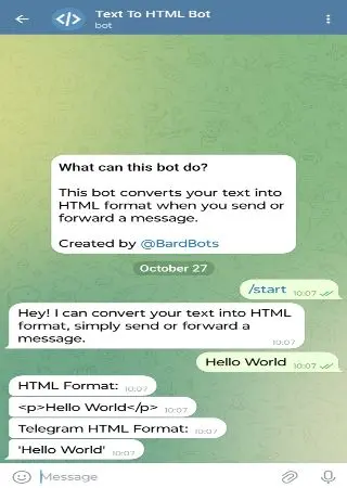 Text To HTML Bot preview 2