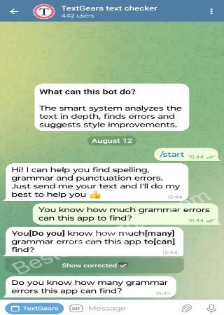 TextGearsBot bot step 2