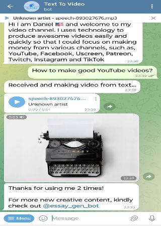 textToVideoBot bot step 2