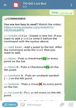 TO-DO List Bot preview 2